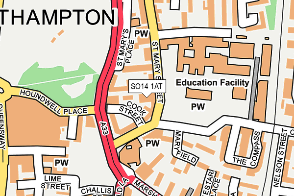 SO14 1AT map - OS OpenMap – Local (Ordnance Survey)