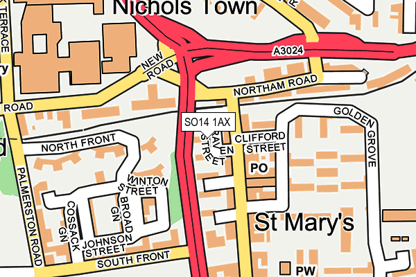 SO14 1AX map - OS OpenMap – Local (Ordnance Survey)