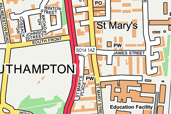 SO14 1AZ map - OS OpenMap – Local (Ordnance Survey)