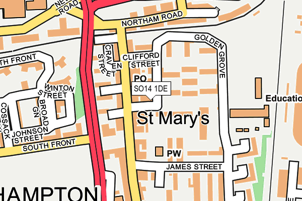 SO14 1DE map - OS OpenMap – Local (Ordnance Survey)