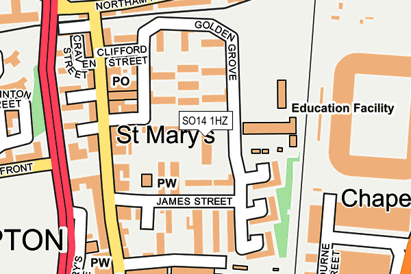 SO14 1HZ map - OS OpenMap – Local (Ordnance Survey)