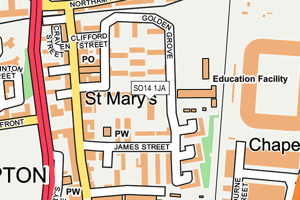 SO14 1JA map - OS OpenMap – Local (Ordnance Survey)