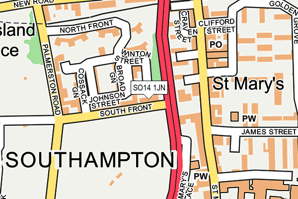 SO14 1JN map - OS OpenMap – Local (Ordnance Survey)