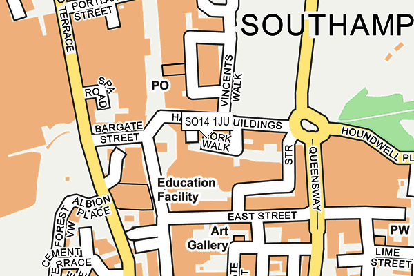 SO14 1JU map - OS OpenMap – Local (Ordnance Survey)