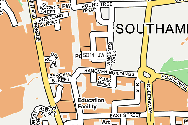 SO14 1JW map - OS OpenMap – Local (Ordnance Survey)