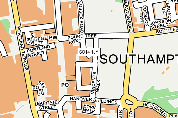 SO14 1JY map - OS OpenMap – Local (Ordnance Survey)