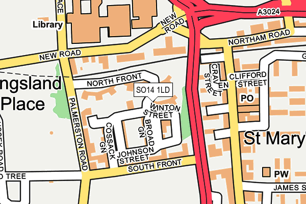 SO14 1LD map - OS OpenMap – Local (Ordnance Survey)