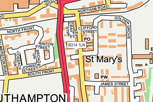 SO14 1LN map - OS OpenMap – Local (Ordnance Survey)