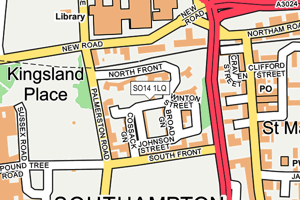SO14 1LQ map - OS OpenMap – Local (Ordnance Survey)