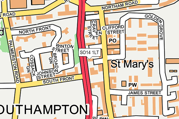 SO14 1LT map - OS OpenMap – Local (Ordnance Survey)