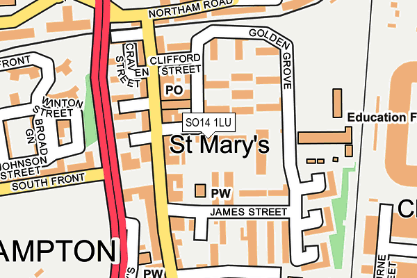 SO14 1LU map - OS OpenMap – Local (Ordnance Survey)