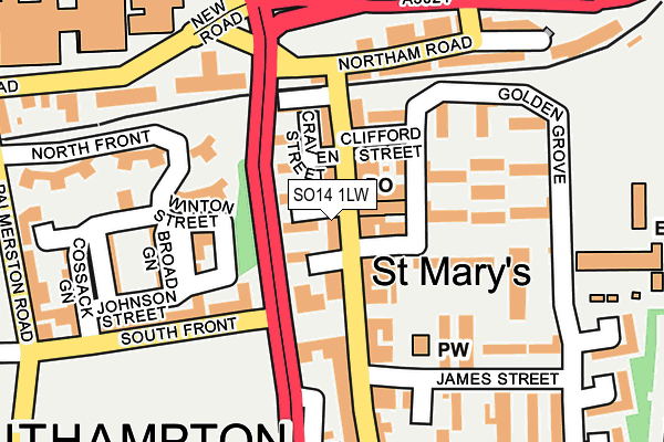 SO14 1LW map - OS OpenMap – Local (Ordnance Survey)