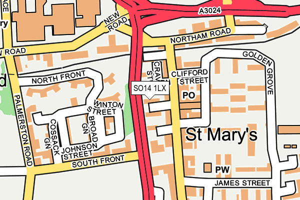 SO14 1LX map - OS OpenMap – Local (Ordnance Survey)