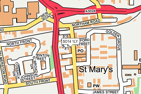 SO14 1LY map - OS OpenMap – Local (Ordnance Survey)