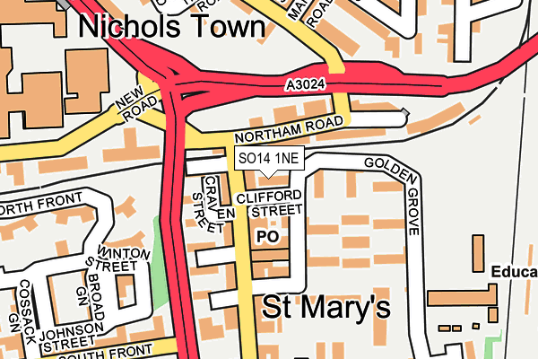 SO14 1NE map - OS OpenMap – Local (Ordnance Survey)