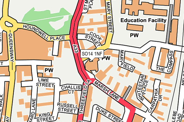 SO14 1NF map - OS OpenMap – Local (Ordnance Survey)