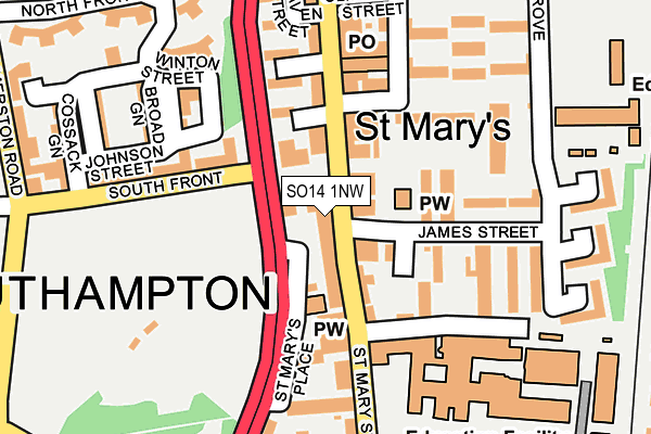 SO14 1NW map - OS OpenMap – Local (Ordnance Survey)