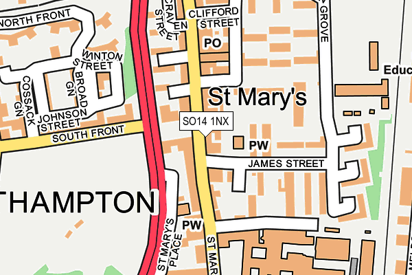 SO14 1NX map - OS OpenMap – Local (Ordnance Survey)
