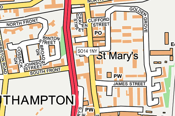 SO14 1NY map - OS OpenMap – Local (Ordnance Survey)