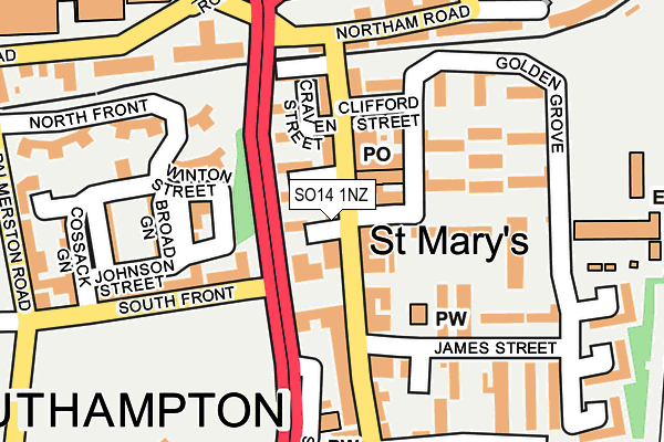 SO14 1NZ map - OS OpenMap – Local (Ordnance Survey)