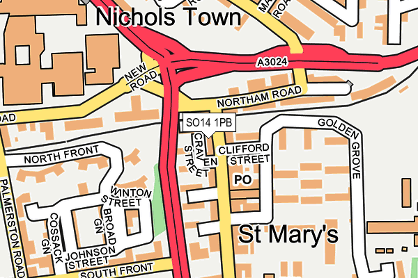 SO14 1PB map - OS OpenMap – Local (Ordnance Survey)