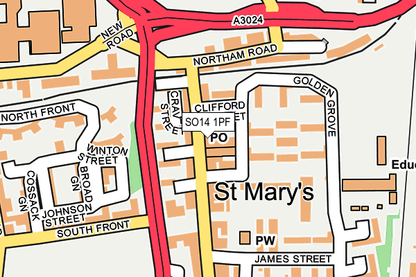 SO14 1PF map - OS OpenMap – Local (Ordnance Survey)