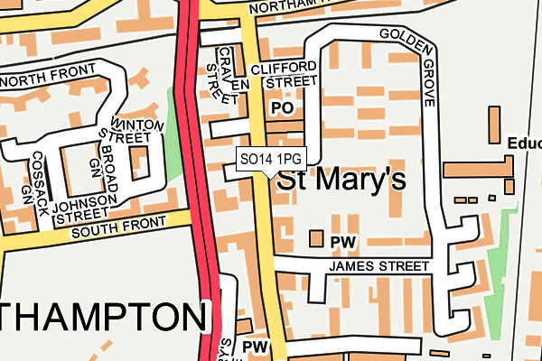 SO14 1PG map - OS OpenMap – Local (Ordnance Survey)