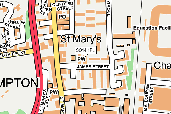 SO14 1PL map - OS OpenMap – Local (Ordnance Survey)