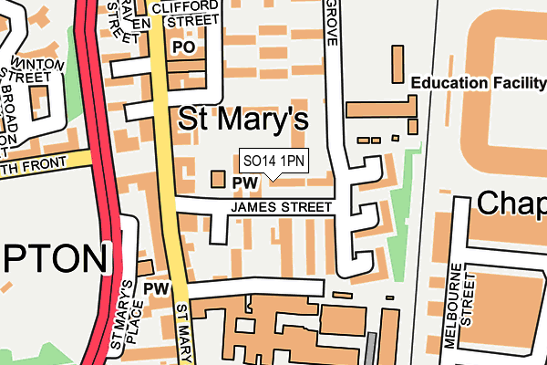 SO14 1PN map - OS OpenMap – Local (Ordnance Survey)