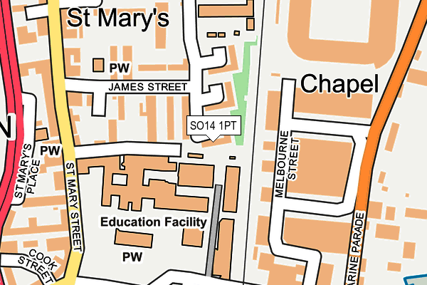 SO14 1PT map - OS OpenMap – Local (Ordnance Survey)