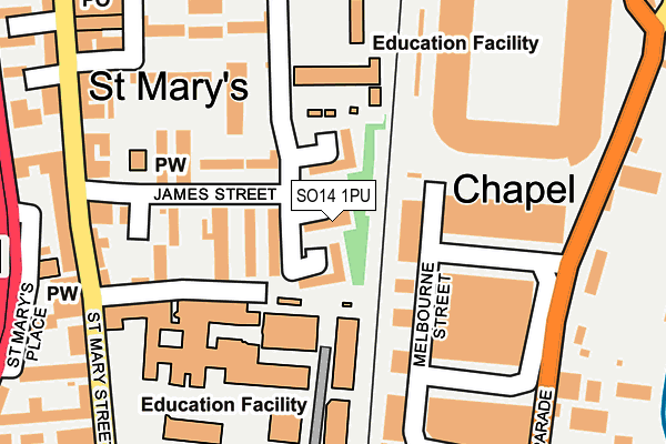 SO14 1PU map - OS OpenMap – Local (Ordnance Survey)