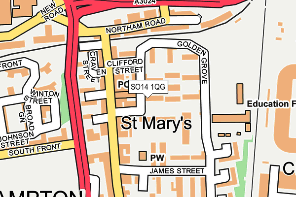 SO14 1QG map - OS OpenMap – Local (Ordnance Survey)