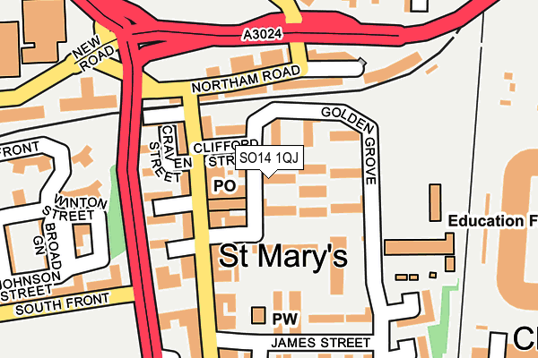 SO14 1QJ map - OS OpenMap – Local (Ordnance Survey)