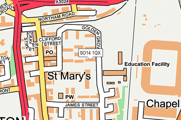 SO14 1QX map - OS OpenMap – Local (Ordnance Survey)