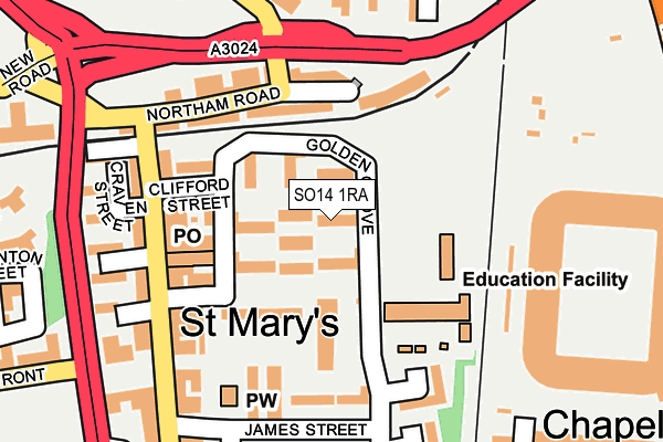 SO14 1RA map - OS OpenMap – Local (Ordnance Survey)
