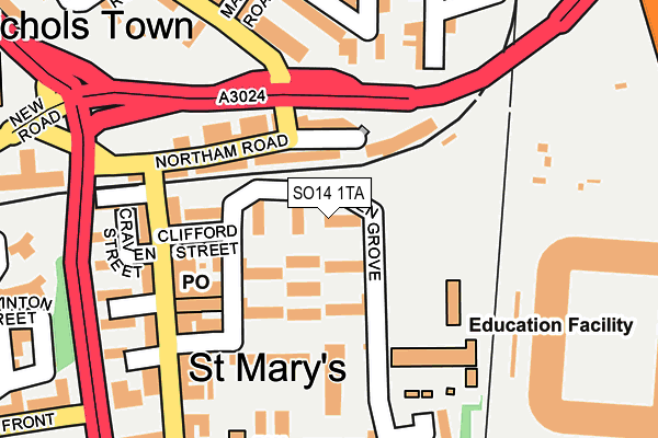 SO14 1TA map - OS OpenMap – Local (Ordnance Survey)