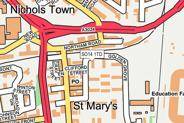 SO14 1TD map - OS OpenMap – Local (Ordnance Survey)