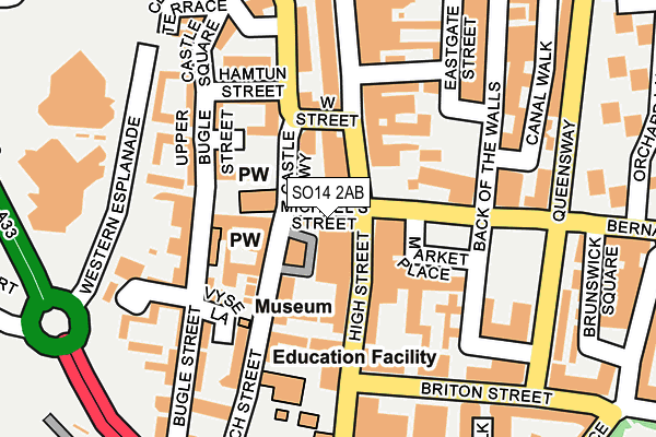 SO14 2AB map - OS OpenMap – Local (Ordnance Survey)