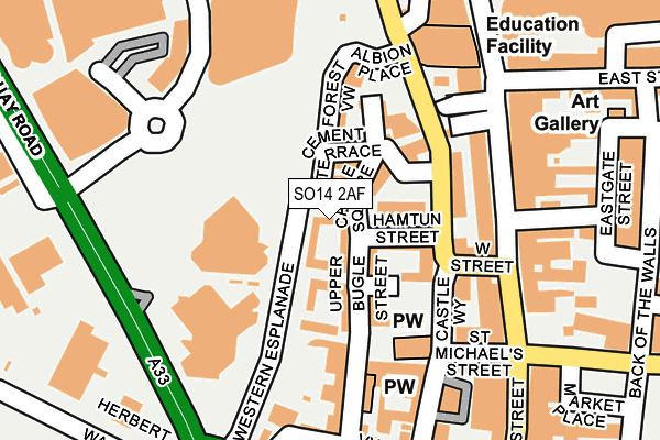 SO14 2AF map - OS OpenMap – Local (Ordnance Survey)