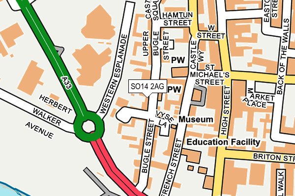 SO14 2AG map - OS OpenMap – Local (Ordnance Survey)