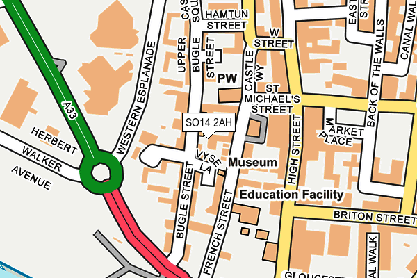 SO14 2AH map - OS OpenMap – Local (Ordnance Survey)