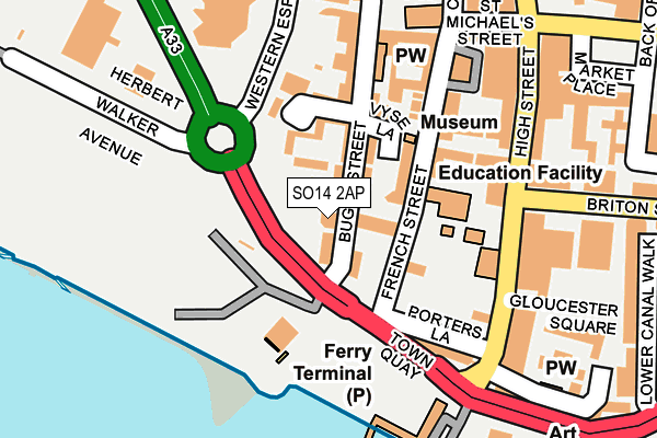 SO14 2AP map - OS OpenMap – Local (Ordnance Survey)