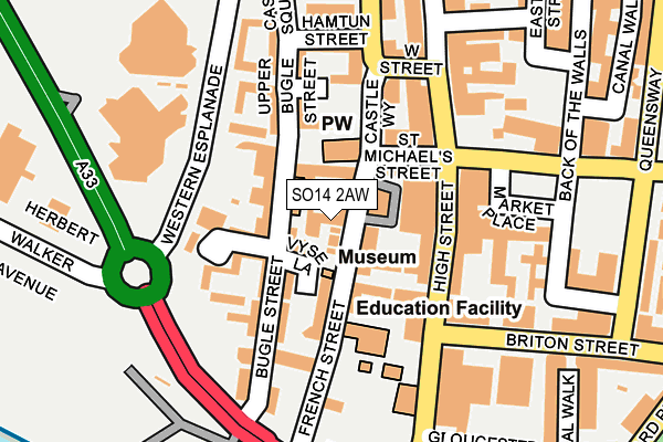 SO14 2AW map - OS OpenMap – Local (Ordnance Survey)