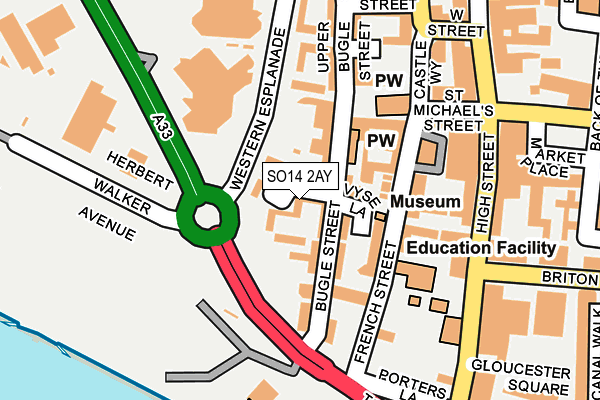 SO14 2AY map - OS OpenMap – Local (Ordnance Survey)