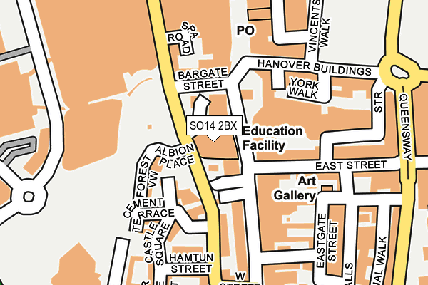 SO14 2BX map - OS OpenMap – Local (Ordnance Survey)