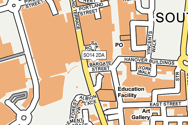 SO14 2DA map - OS OpenMap – Local (Ordnance Survey)