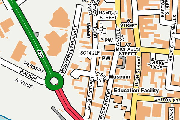 SO14 2LF map - OS OpenMap – Local (Ordnance Survey)