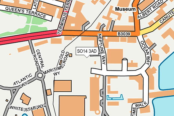 SO14 3AD map - OS OpenMap – Local (Ordnance Survey)