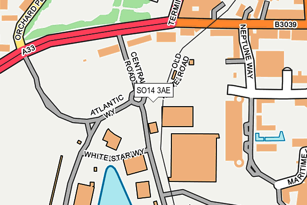 SO14 3AE map - OS OpenMap – Local (Ordnance Survey)