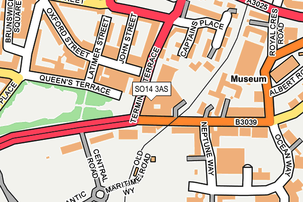 SO14 3AS map - OS OpenMap – Local (Ordnance Survey)